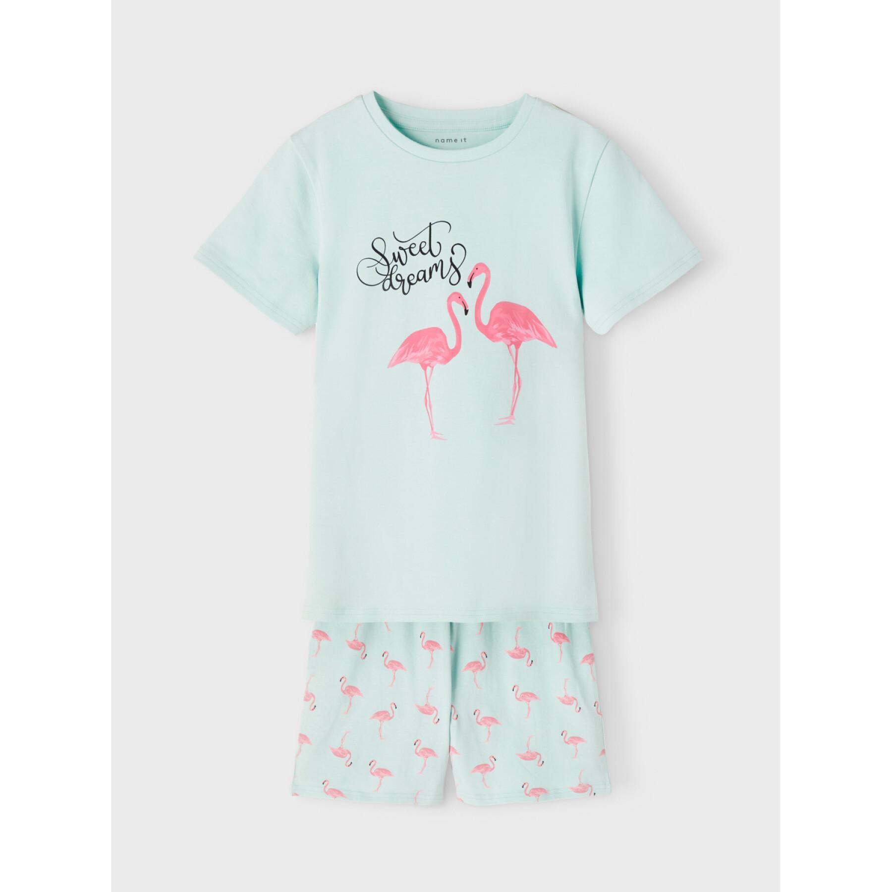 Pyjamas för flickor Name it Nightset flamingo