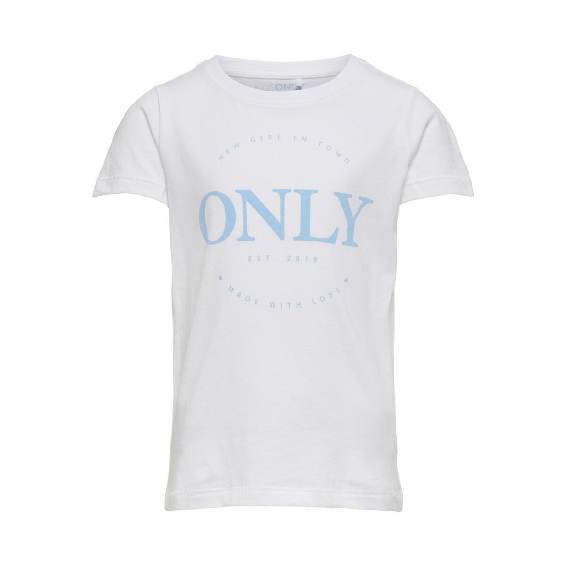 T-shirt för flickor Only kids manches courtes Logo life