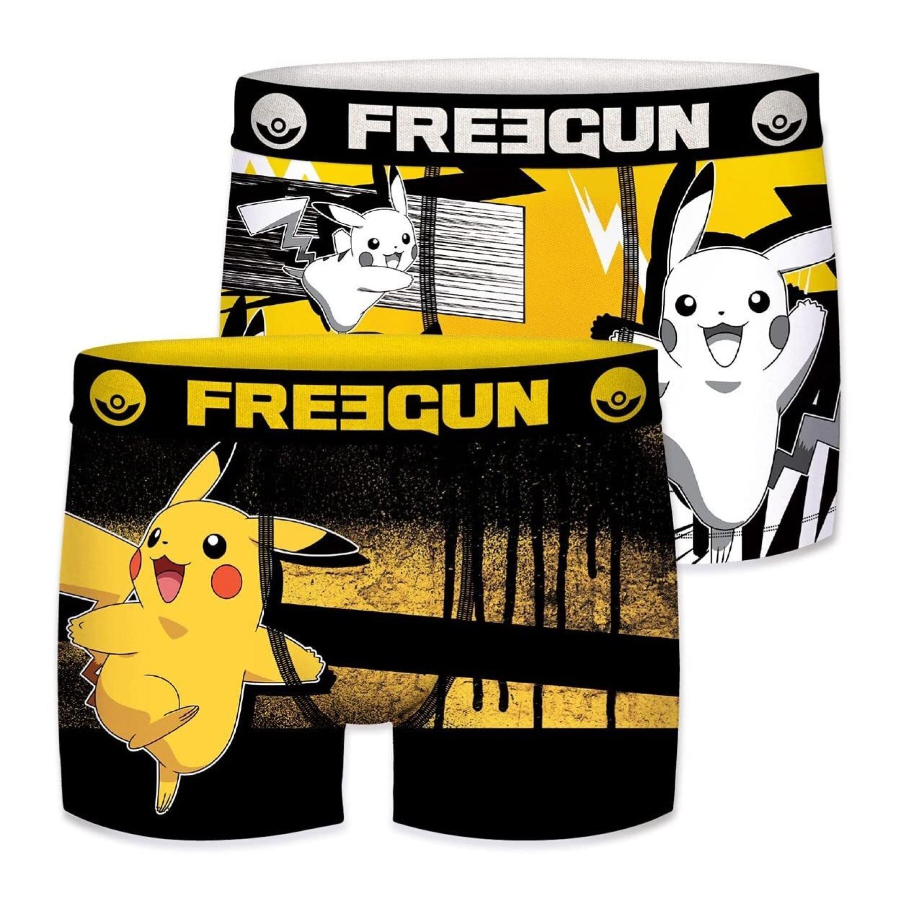 Set med 2 boxershorts för barn Freegun Pokemon grafitty