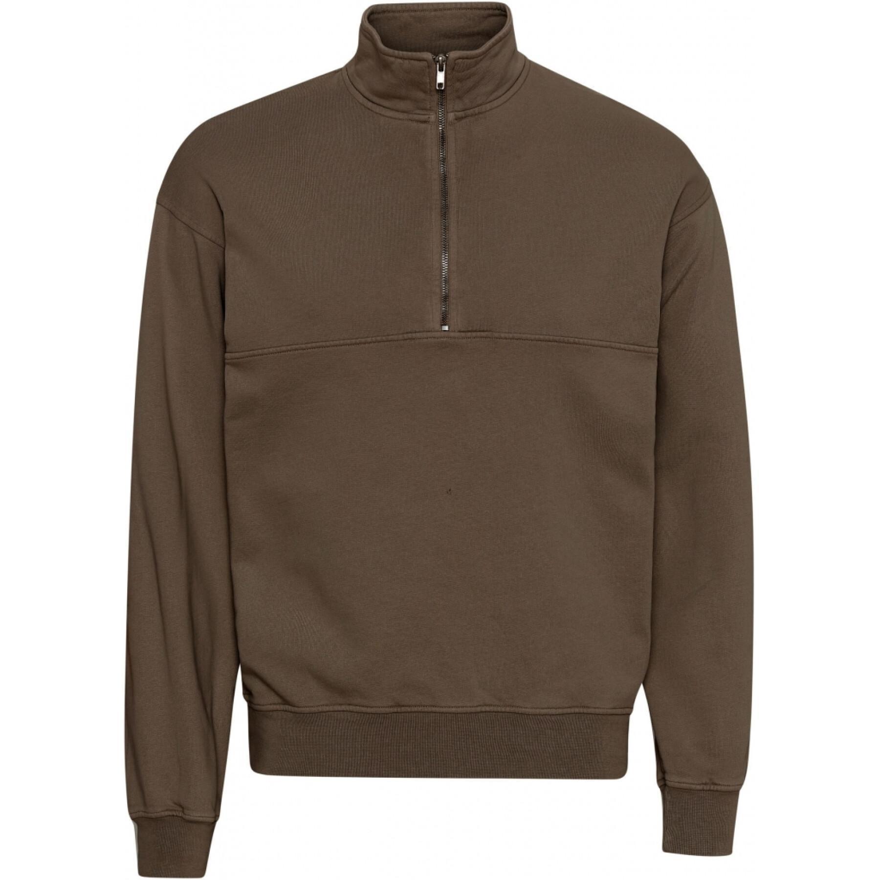 Sweatshirt med 1/4 dragkedja Colorful Standard Organic cedar brown