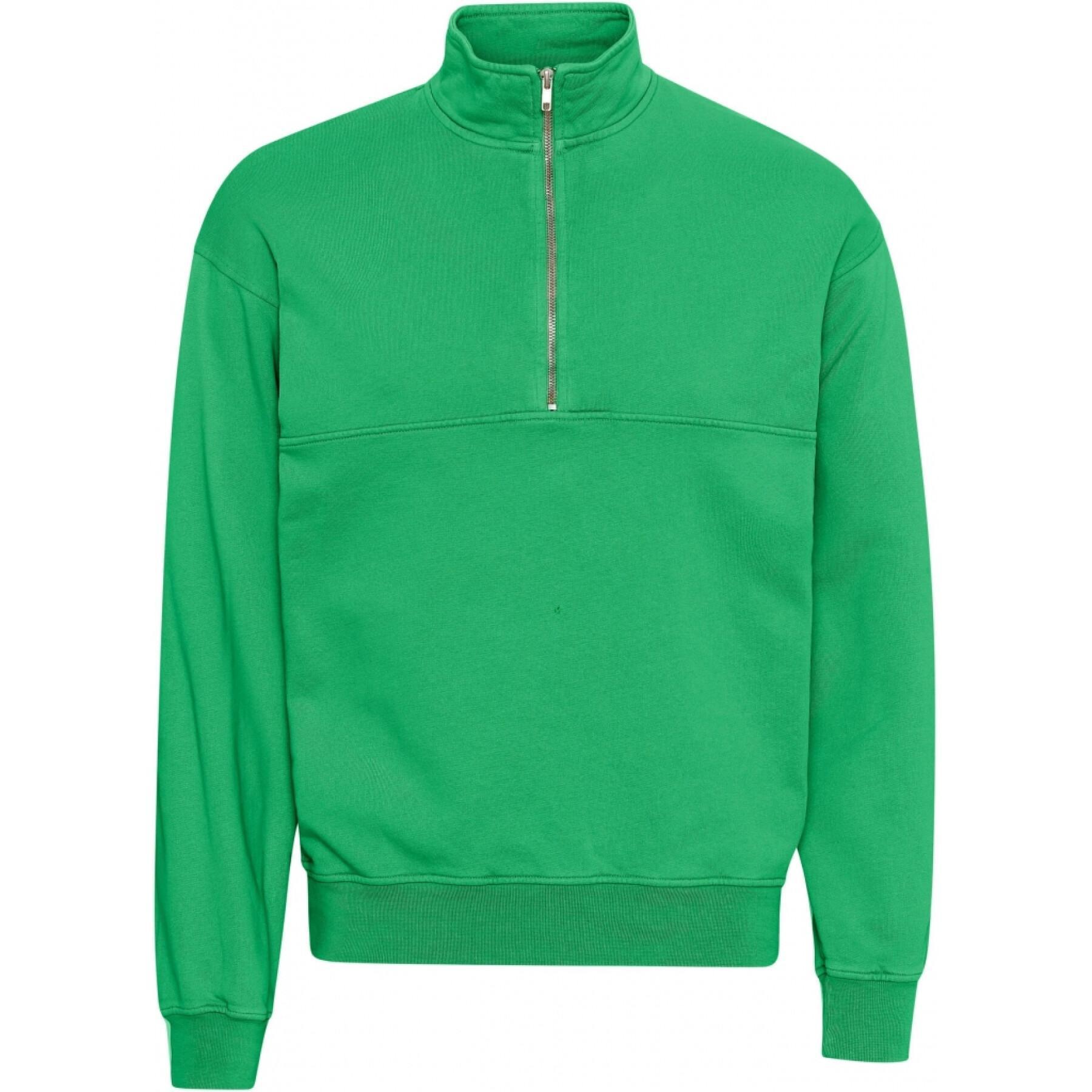 Sweatshirt med 1/4 dragkedja Colorful Standard Organic kelly green