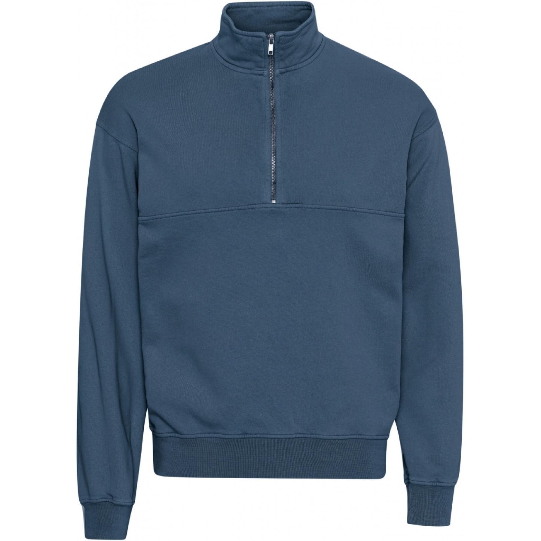 Sweatshirt med 1/4 dragkedja Colorful Standard Organic petrol blue