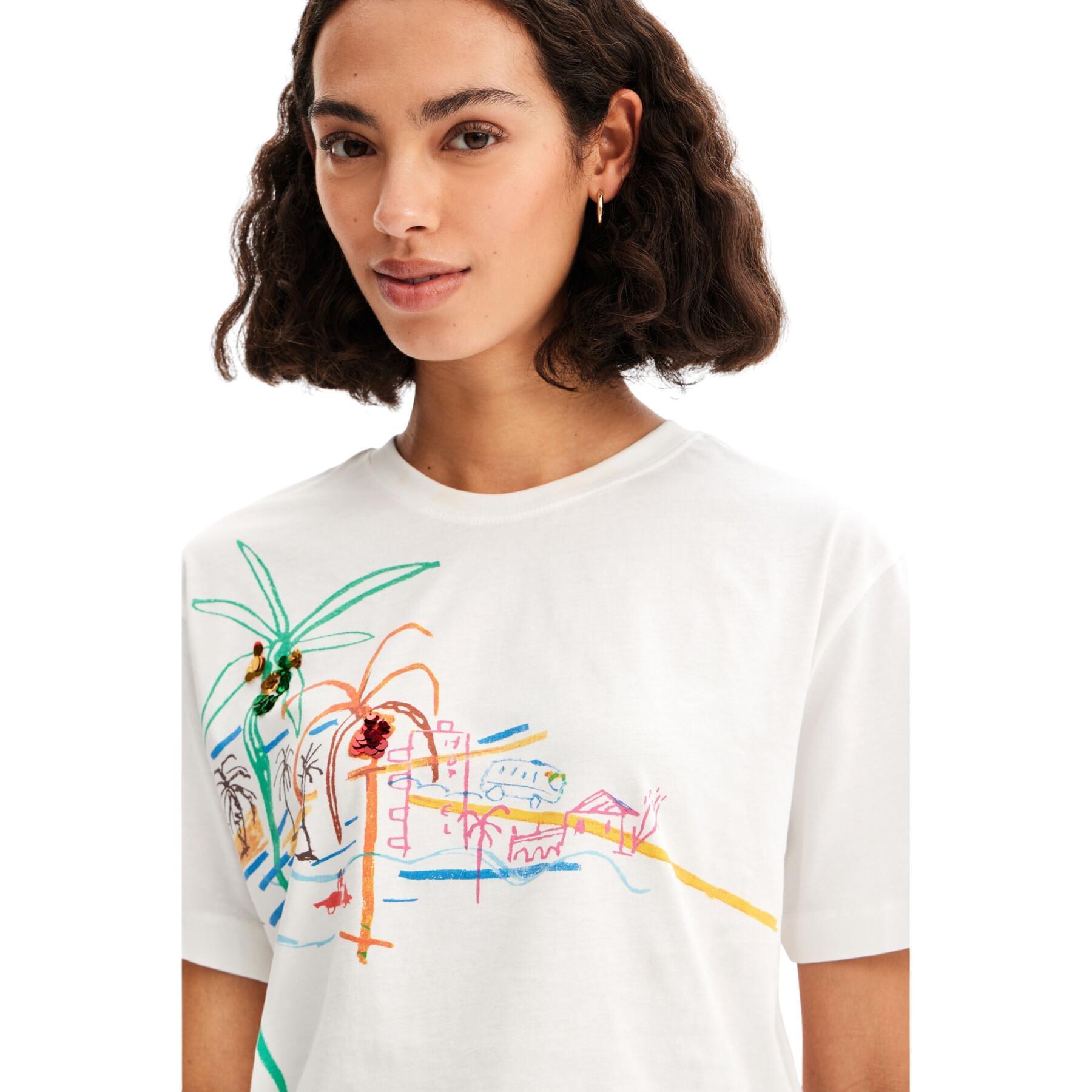 T-shirt illustration halsband kvinna Desigual