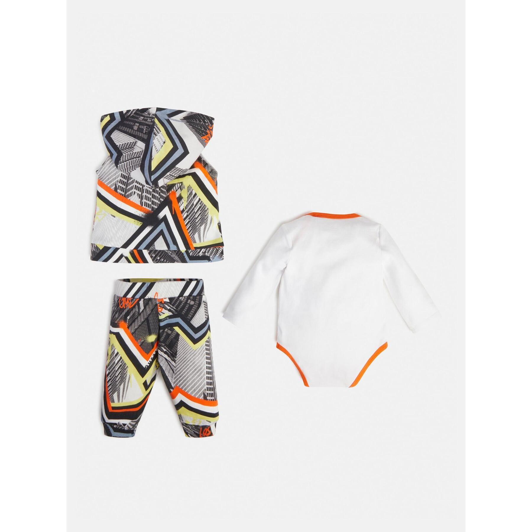 Set med huvtröja + bodysuit + byxor för babypojke Guess