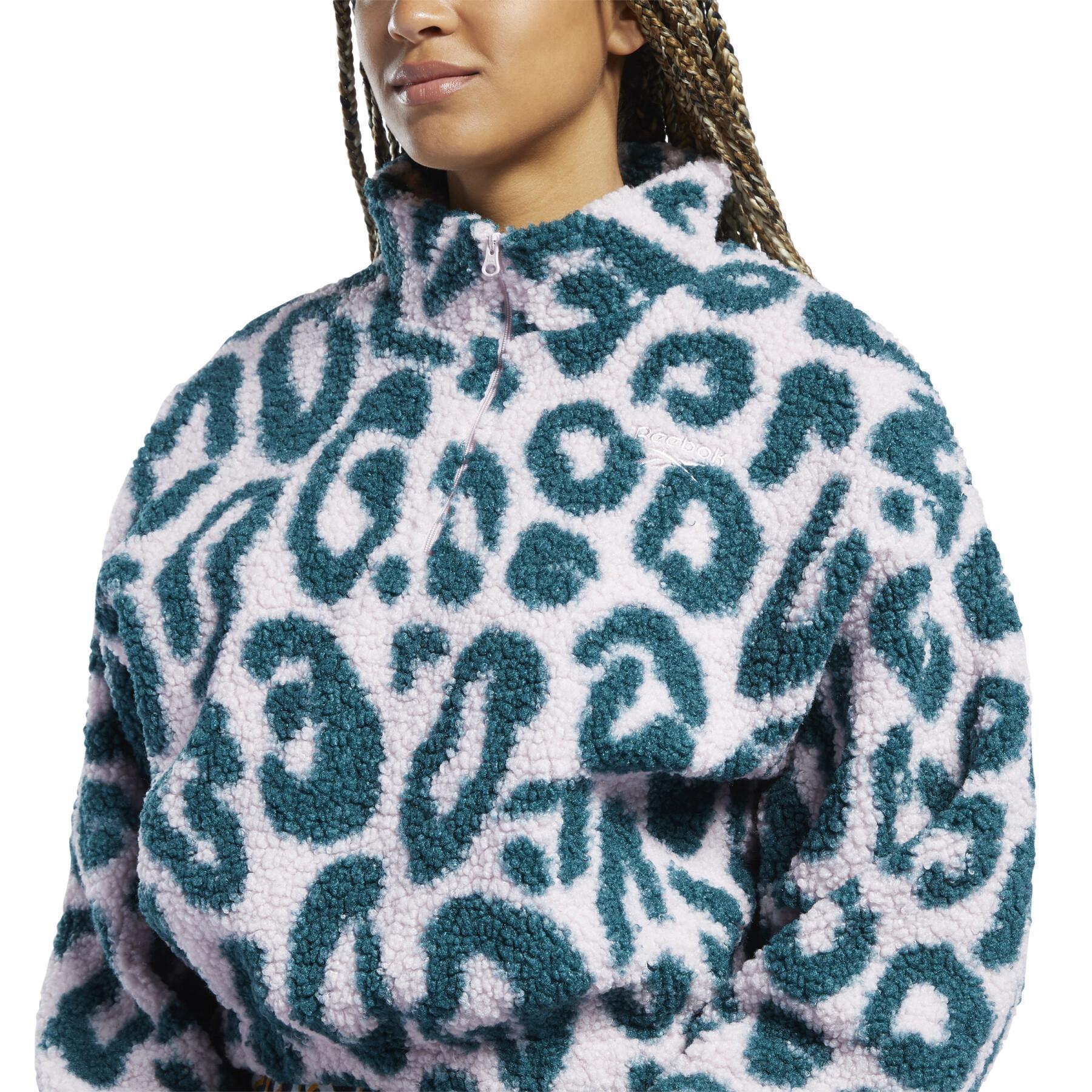 Fleece för kvinnor Reebok Printed Sherpa Half-Zip