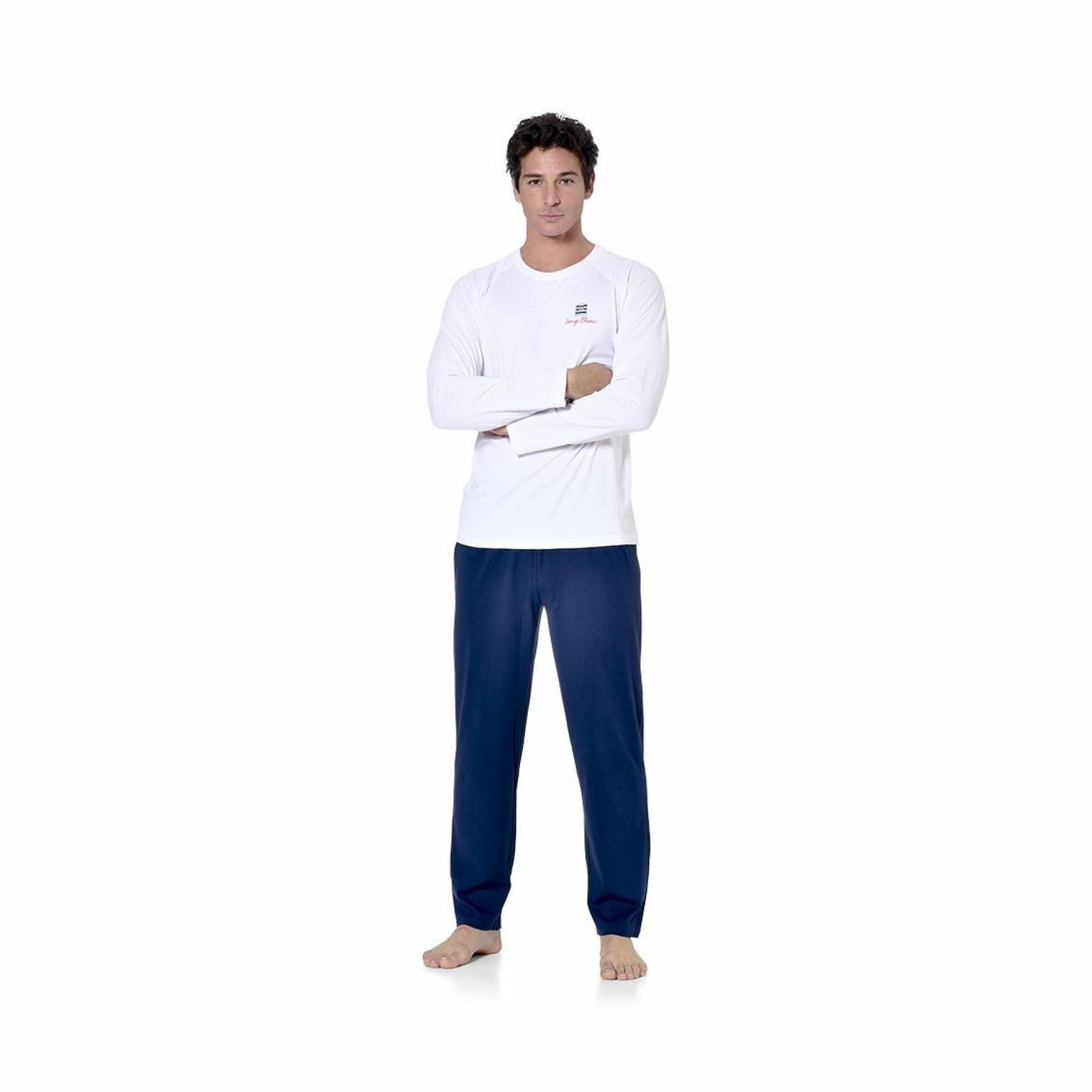 Långt pyjamasset med tvåfärgad t-shirt med rund halsringning Serge Blanco