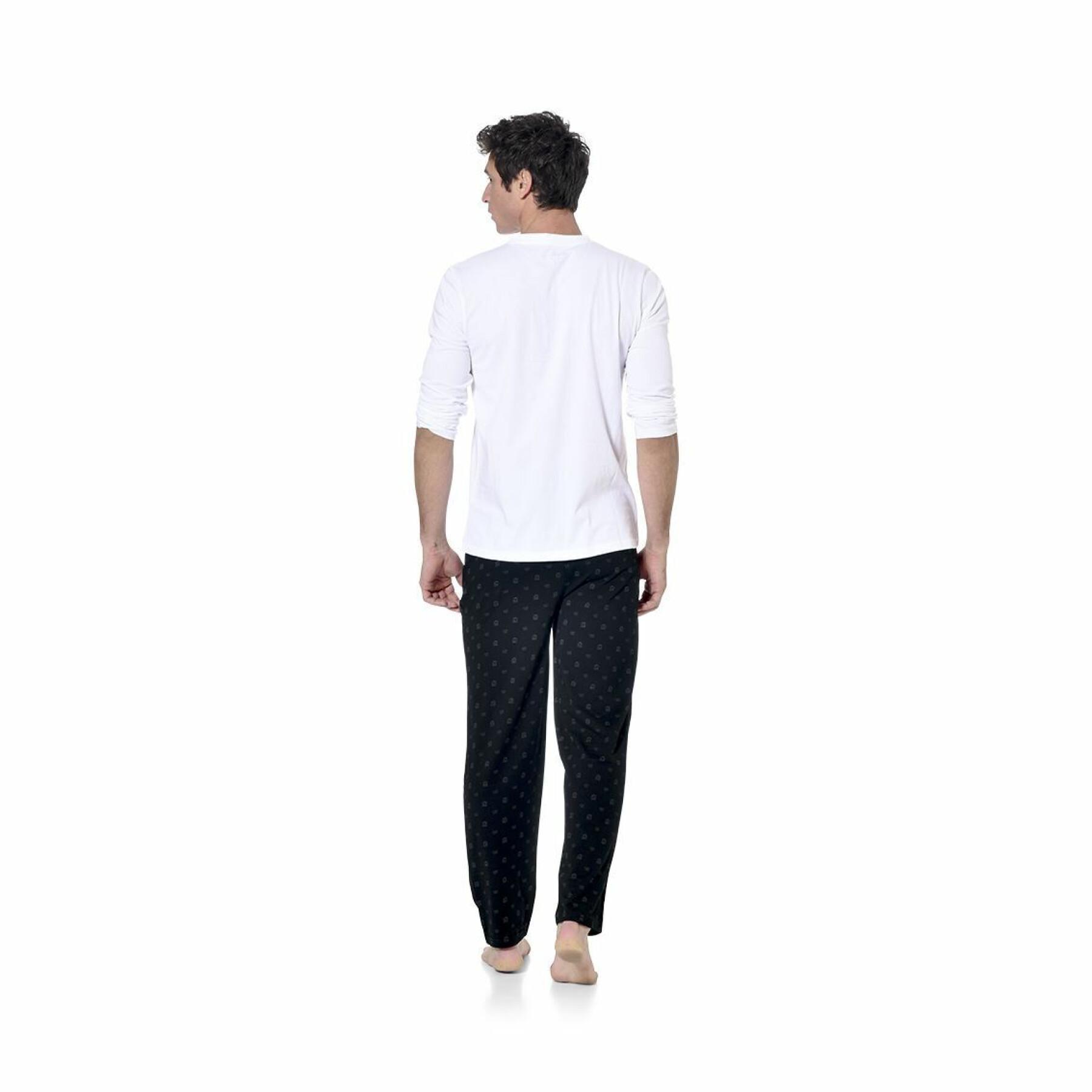 Långt pyjamasset med tvåfärgad t-shirt med v-ringning Serge Blanco