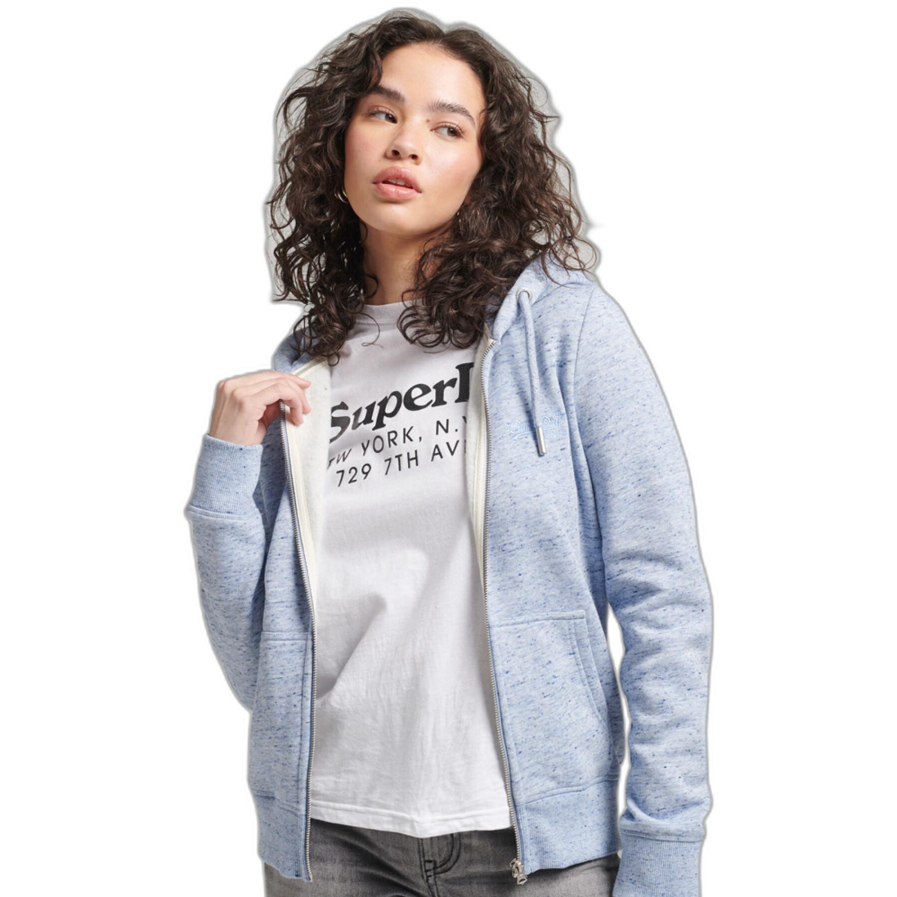 Sweatshirt med huva och dragkedja i ekologisk bomull för kvinnor Superdry Vintage Logo