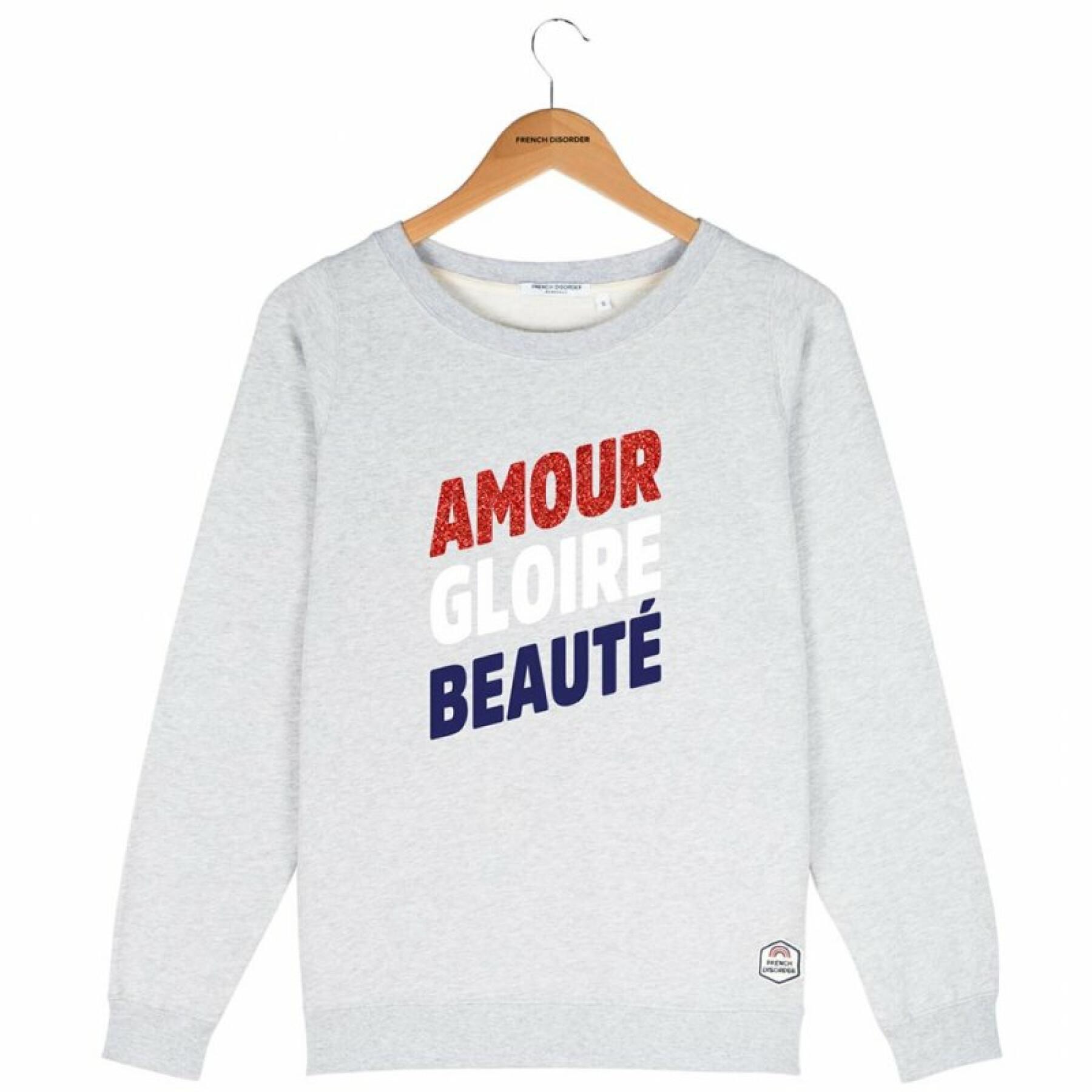Sweatshirt med rund halsringning för kvinnor French Disorder Amour gloire beauté