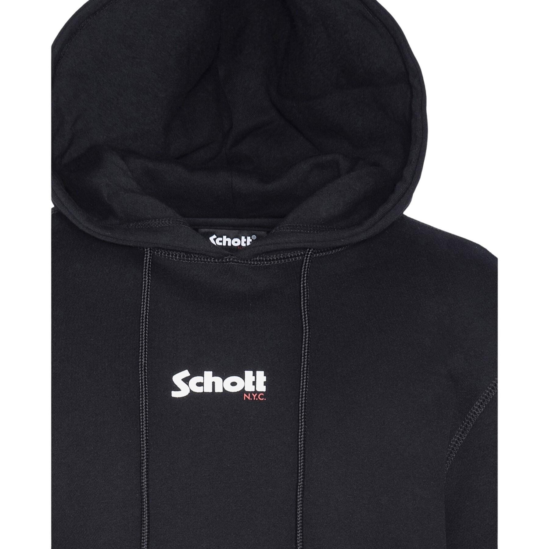 Sweatshirt med huva och liten logotyp på bröstet Schott