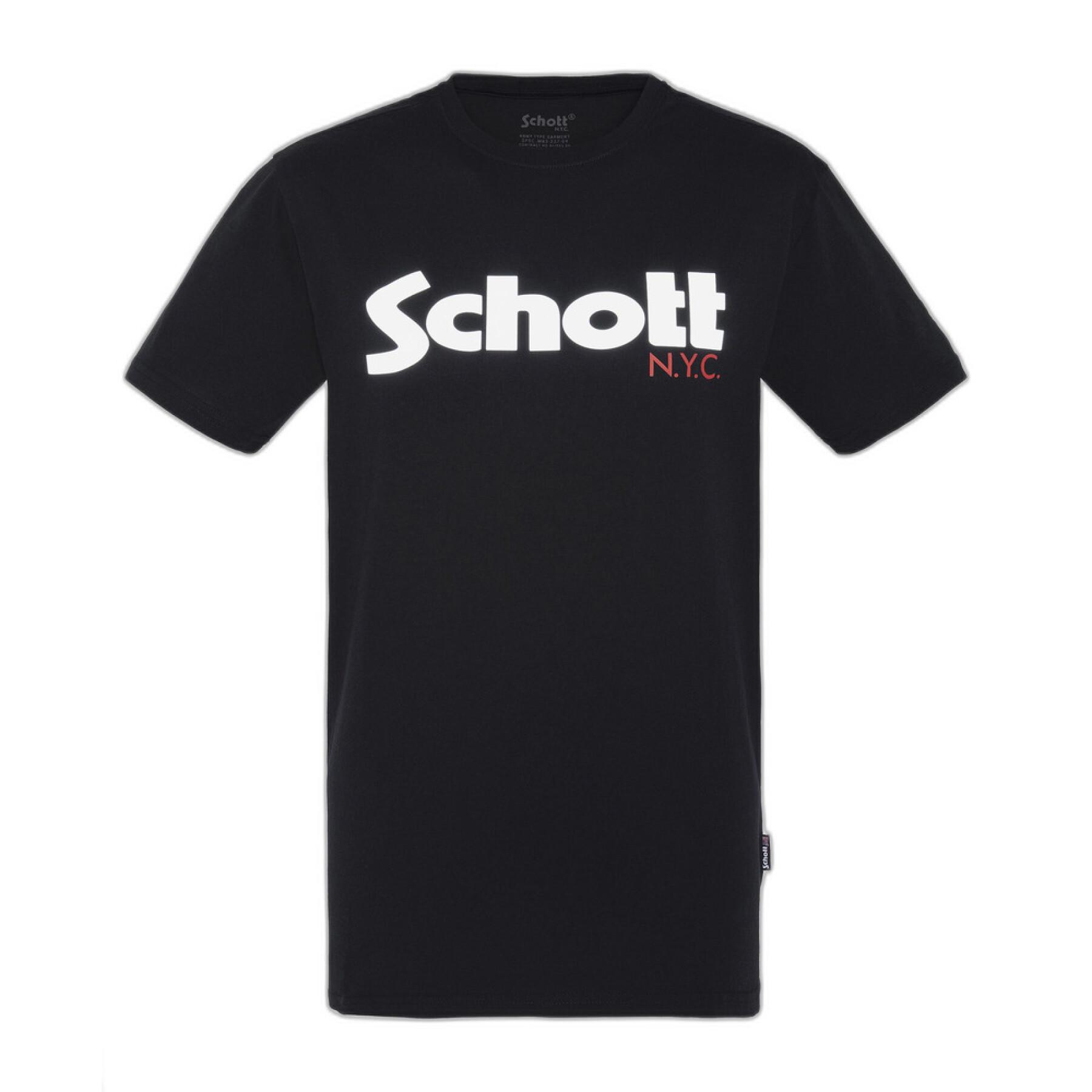 Kortärmad T-shirt med stor logotyp Schott
