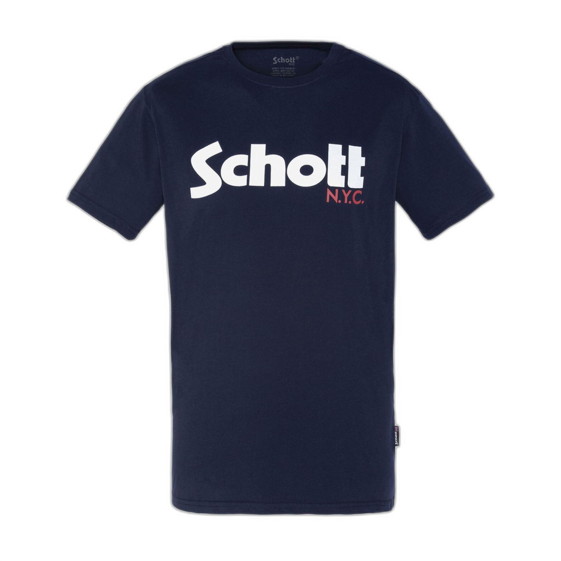 Kortärmad T-shirt med stor logotyp Schott