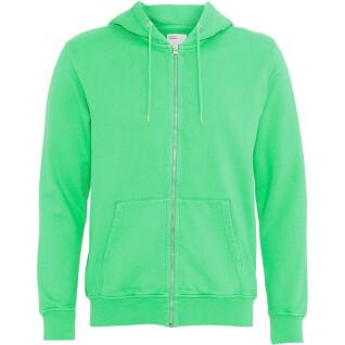 Sweatshirt med huva och dragkedja Colorful Standard Classic Organic spring green