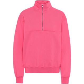Sweatshirt med 1/4 dragkedja Colorful Standard Organic bubblegum pink