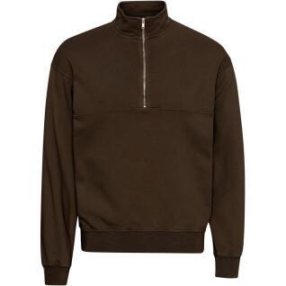 Sweatshirt med 1/4 dragkedja Colorful Standard Organic coffee brown