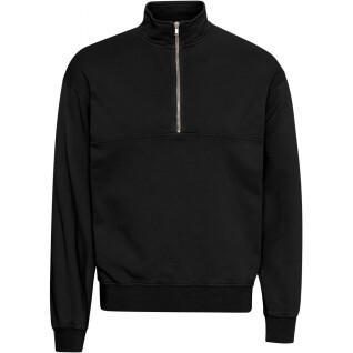 Sweatshirt med 1/4 dragkedja Colorful Standard Organic deep black