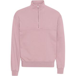 Sweatshirt med 1/4 dragkedja Colorful Standard Organic faded pink