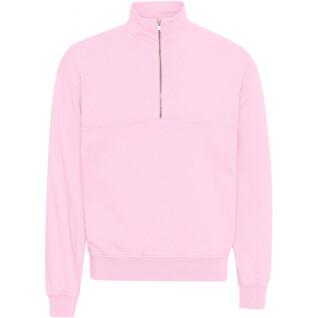 Sweatshirt med 1/4 dragkedja Colorful Standard Organic flamingo pink