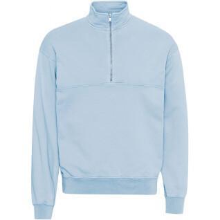 Sweatshirt med 1/4 dragkedja Colorful Standard Organic polar blue