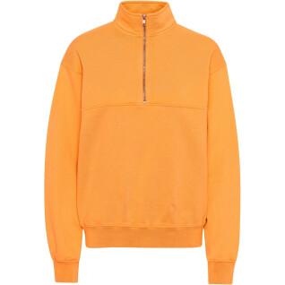 Sweatshirt med 1/4 dragkedja Colorful Standard Organic sunny orange