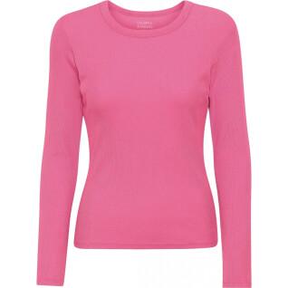 Långärmad ribbad T-shirt för kvinnor Colorful Standard Organic bubblegum pink