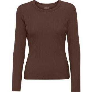 Långärmad ribbad T-shirt för kvinnor Colorful Standard Organic coffee brown