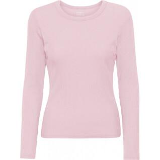 Långärmad ribbad T-shirt för kvinnor Colorful Standard Organic faded pink