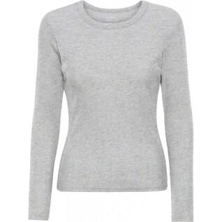 Långärmad ribbad T-shirt för kvinnor Colorful Standard Organic heather grey