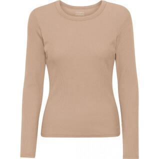 Långärmad ribbad T-shirt för kvinnor Colorful Standard Organic honey beige