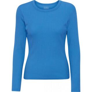 Långärmad ribbad T-shirt för kvinnor Colorful Standard Organic pacific blue