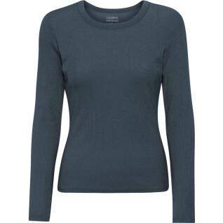 Långärmad ribbad T-shirt för kvinnor Colorful Standard Organic petrol blue
