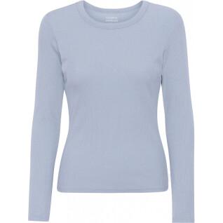 Långärmad ribbad T-shirt för kvinnor Colorful Standard Organic powder blue