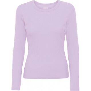 Långärmad ribbad T-shirt för kvinnor Colorful Standard Organic soft lavender