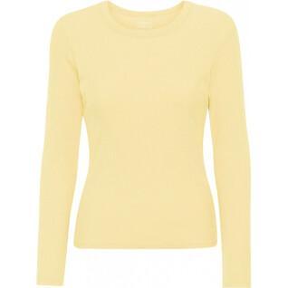 Långärmad ribbad T-shirt för kvinnor Colorful Standard Organic soft yellow