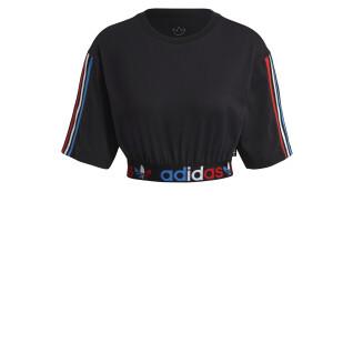 T-shirt för kvinnor adidas Originals Adicolor Primeblue Tricolor Cropped
