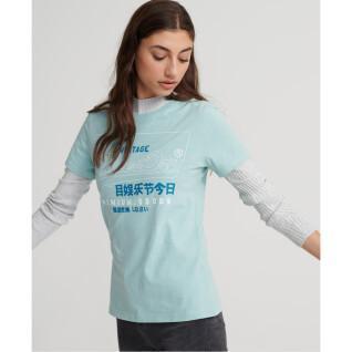 Kontur-T-shirt i ekologisk bomull för damer Superdry Premium Goods Label