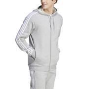 Fleece-hoodie med hel dragkedja adidas Essentials 3-Stripes